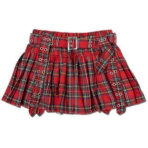 NEW ACDC RAG Royal Road Punk Rock Red Tartan Pleated Skirt